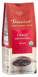 Teeccino Chaga ashwagandha all-purpose grind herbal coffee substitute