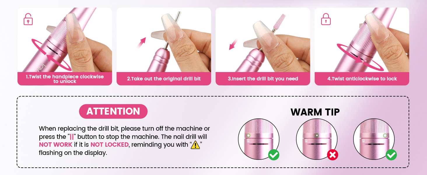 how to replace the nail drill bit