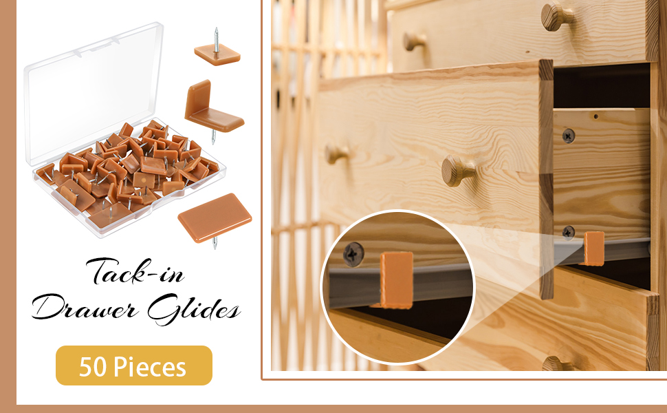 Tackin Drawer Glides, DREMISI 50 Pcs Drawer Tack Glide