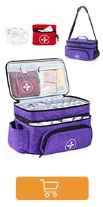 BAGSFY Medicine Bag -Double Layers Medicine Organizer with Mini First Aid Bag Empty, First Aid Po...