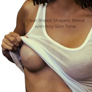 African american woman wearing clear breast shapers