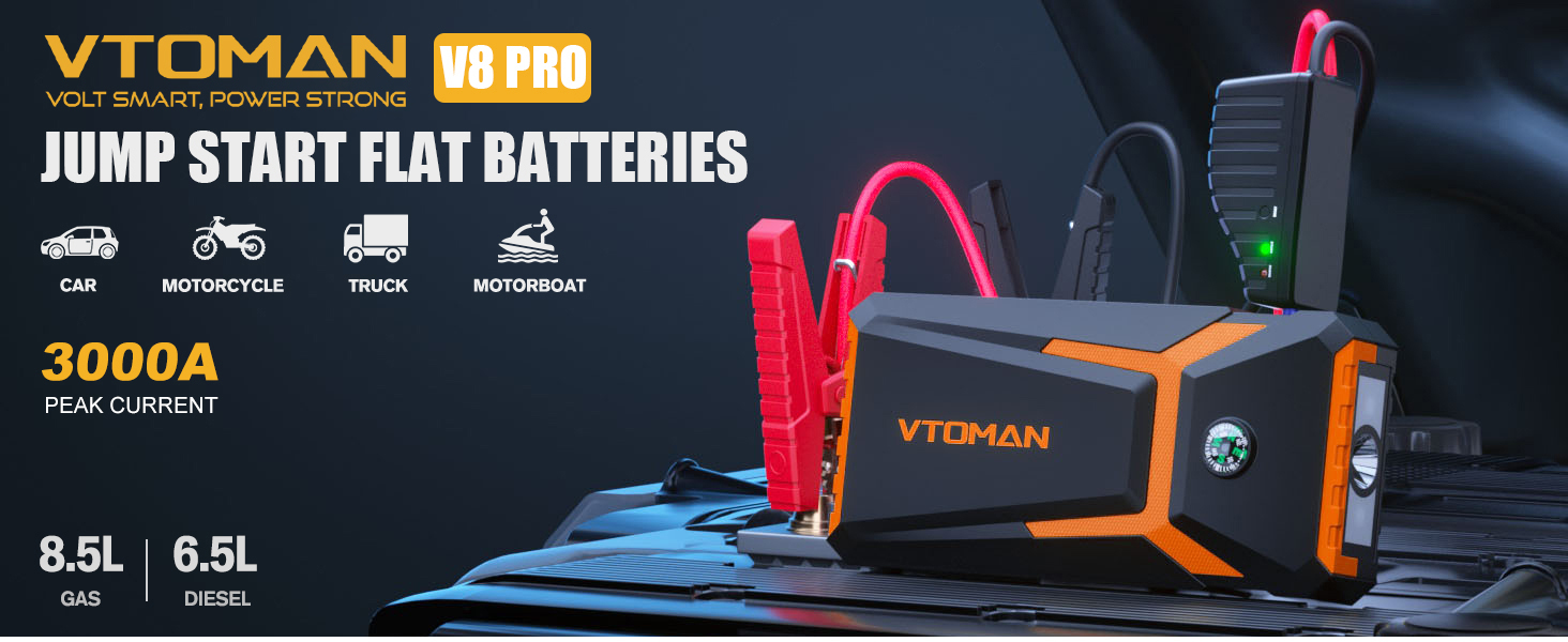 VTOMAN V8PRO 3000A jump starter