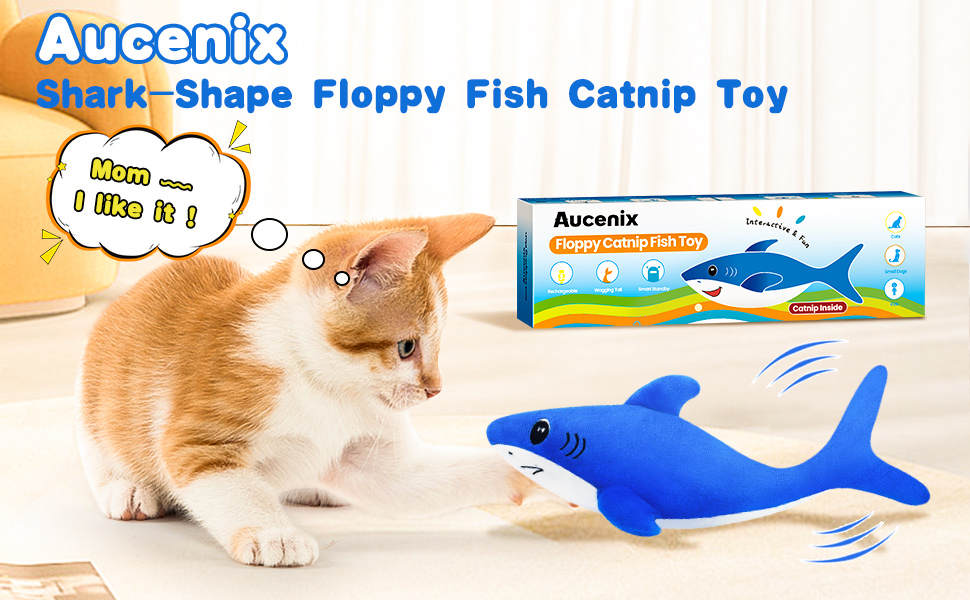 Floppy Cat Fish Toy Electric Flapping Moving Toy for Cats,Interactive Strong Flippity Shark