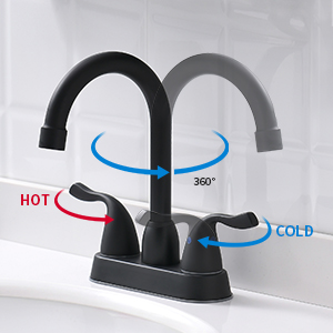FROPO 2 Handle Black Bathroom Sink Faucet - 4 Inch Centerset