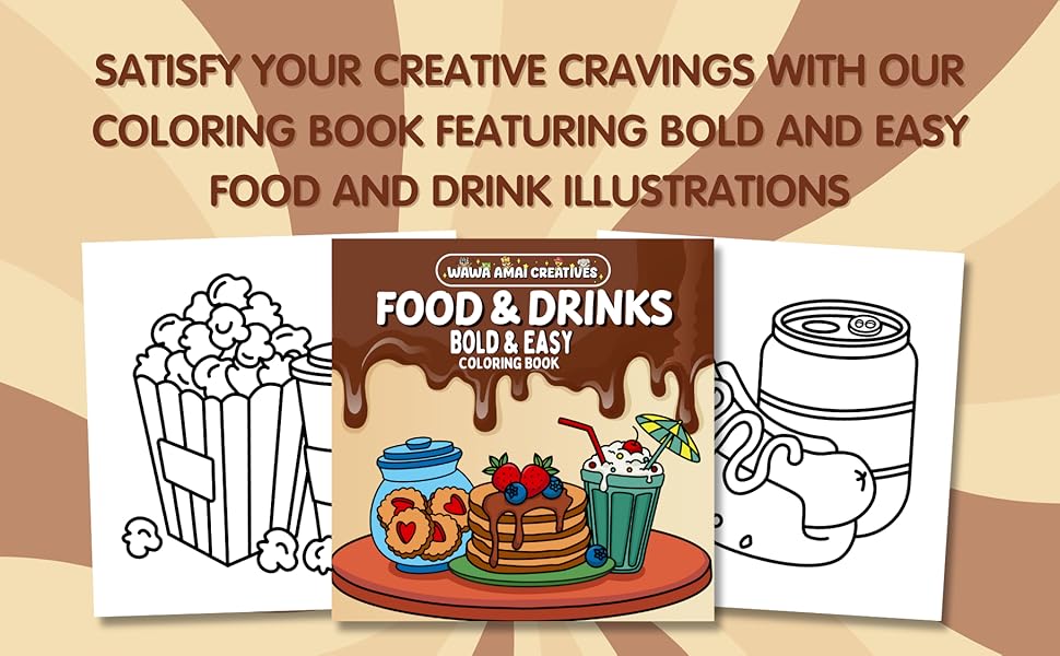 Satisfy your creative cravings with our coloring book featuring bold and easy food illustrations