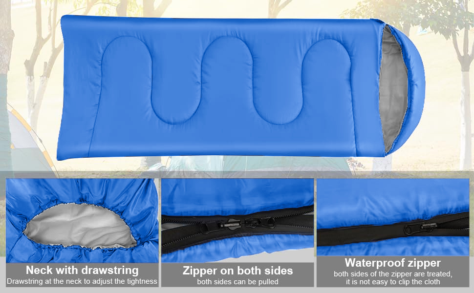 True Face Camping Sleeping Bag 34 Season Warm & Cool Weather Hooded