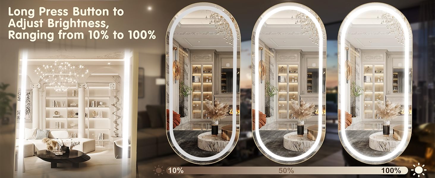 FENNIO Full Length Mirror with Lights, 80" x 36" LED Full