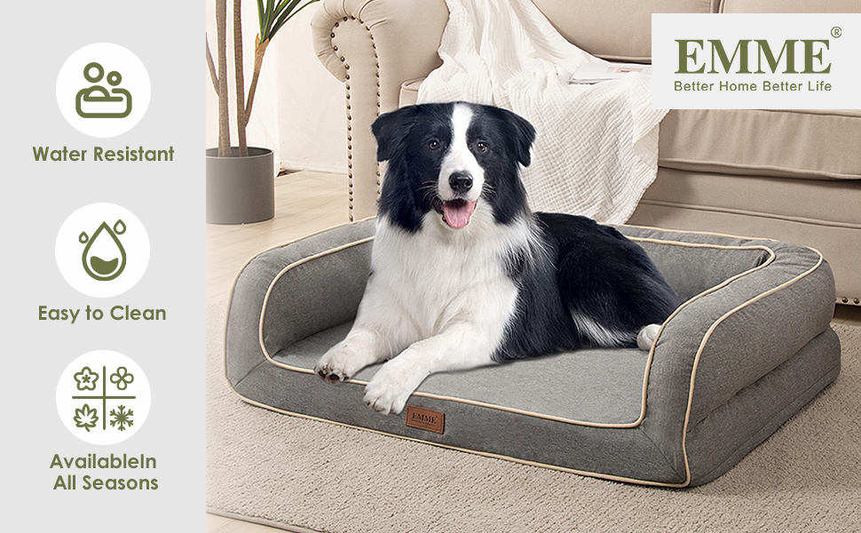 EMME Extra Large Dog Beds Waterproof, 111.8x86.4x25cm, Washable