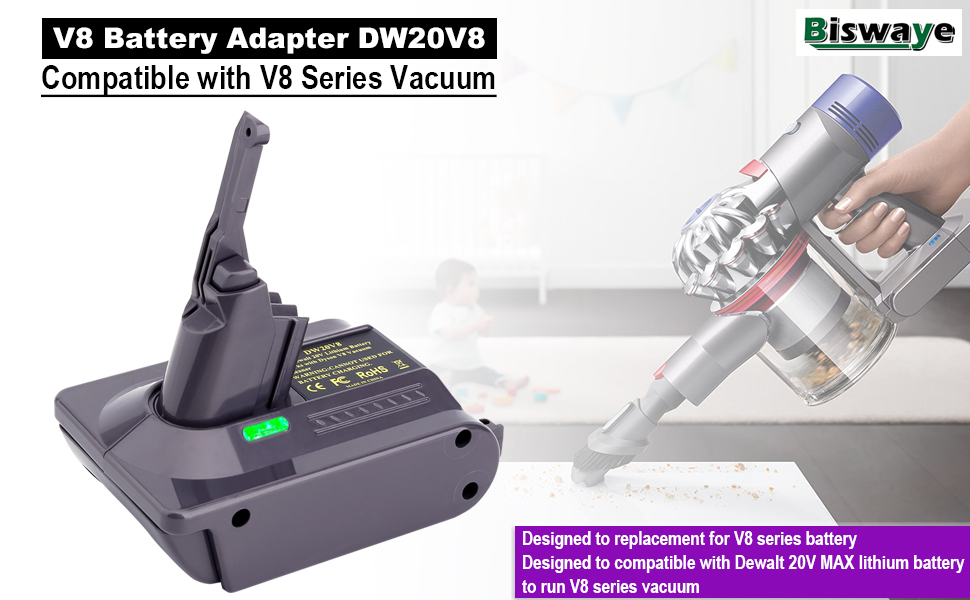 This V8 battery adapter DW20V8 is replacement for V8 Battery SV10 215681 967834-05