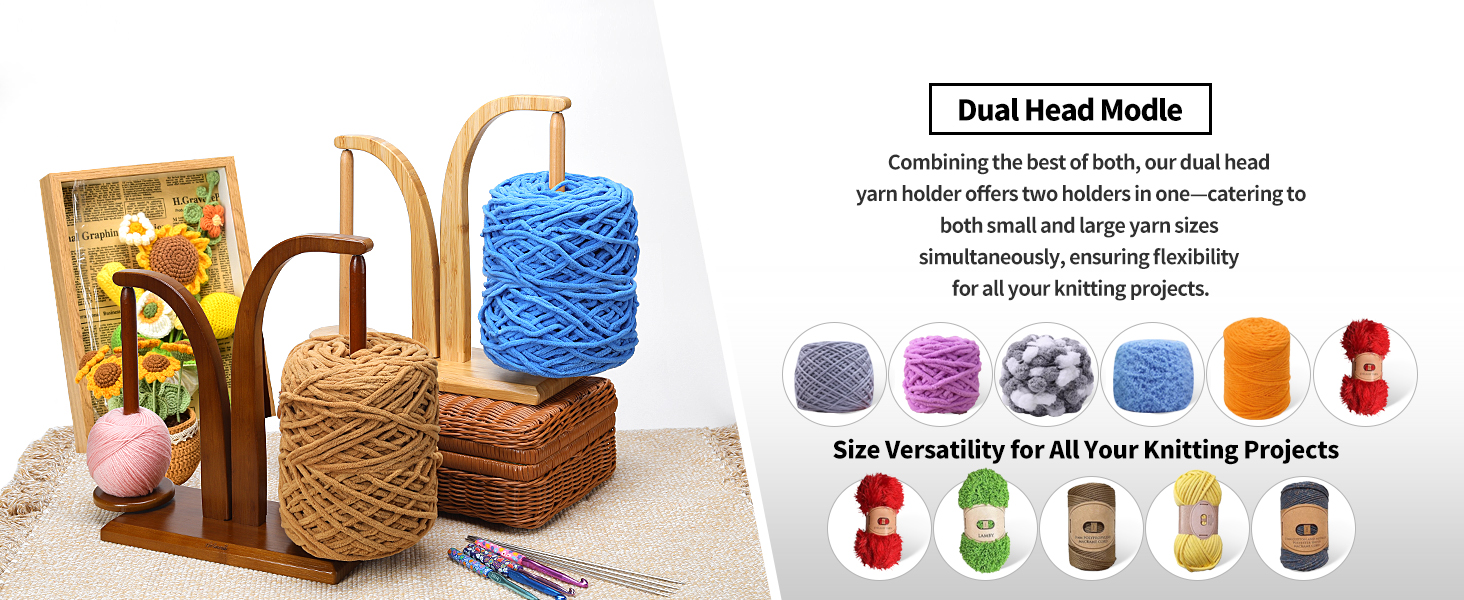 dual arm yarn holder for crochet