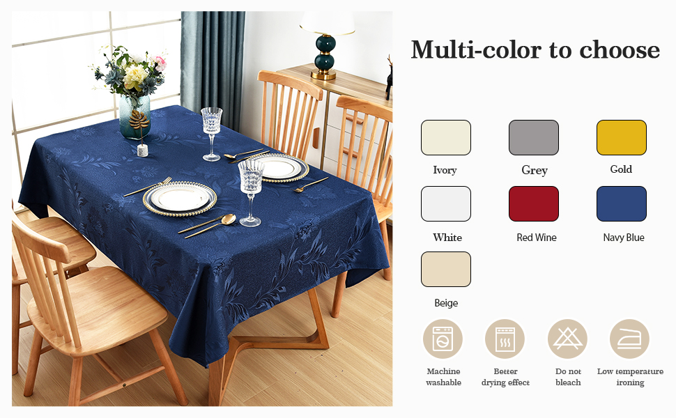 Wolkemer Oval Jacquard Tablecloth Navy Blue Floral