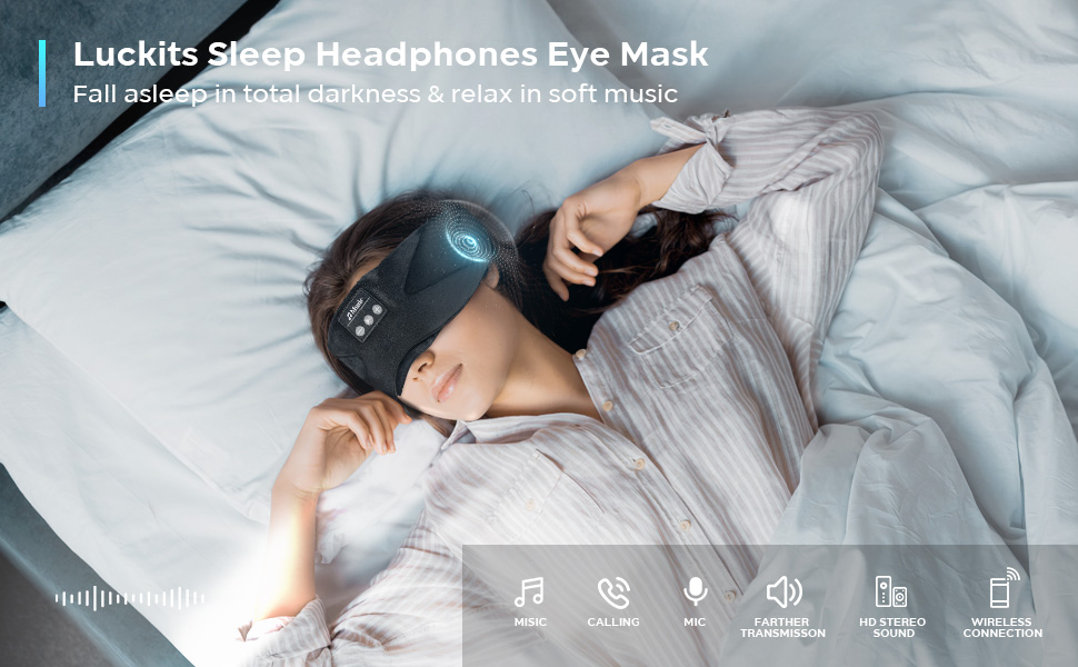 Sleep Mask with Bluetooth Headphones, Luckits Wireless Music Sleep