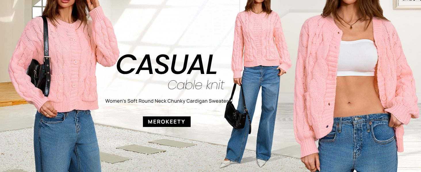 The trendy sweater features a crew neck, long sleeves, drop shoulder, retro buttons