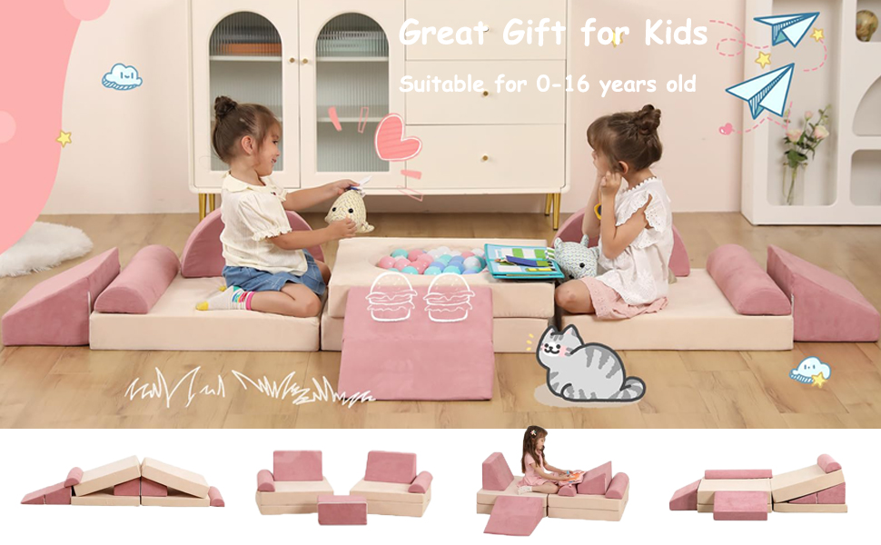 ASOUT 12pcs Nugget Couch Kids,Modular Kids Play Couch