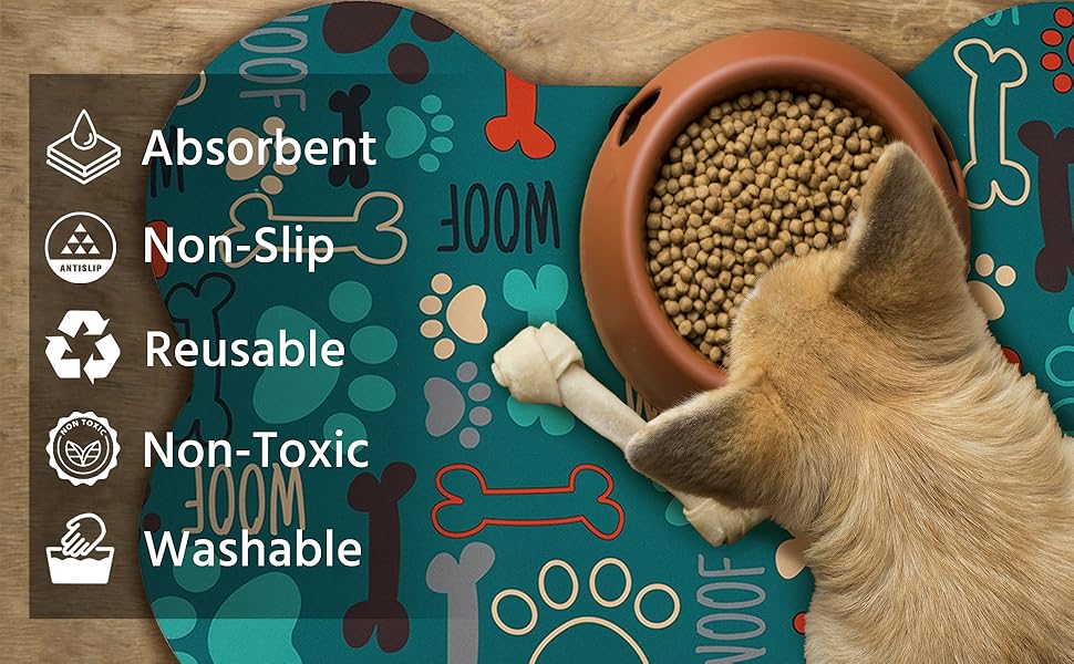 Dog Food Mats for Floors Waterproof, Dog Water Bowl Mats