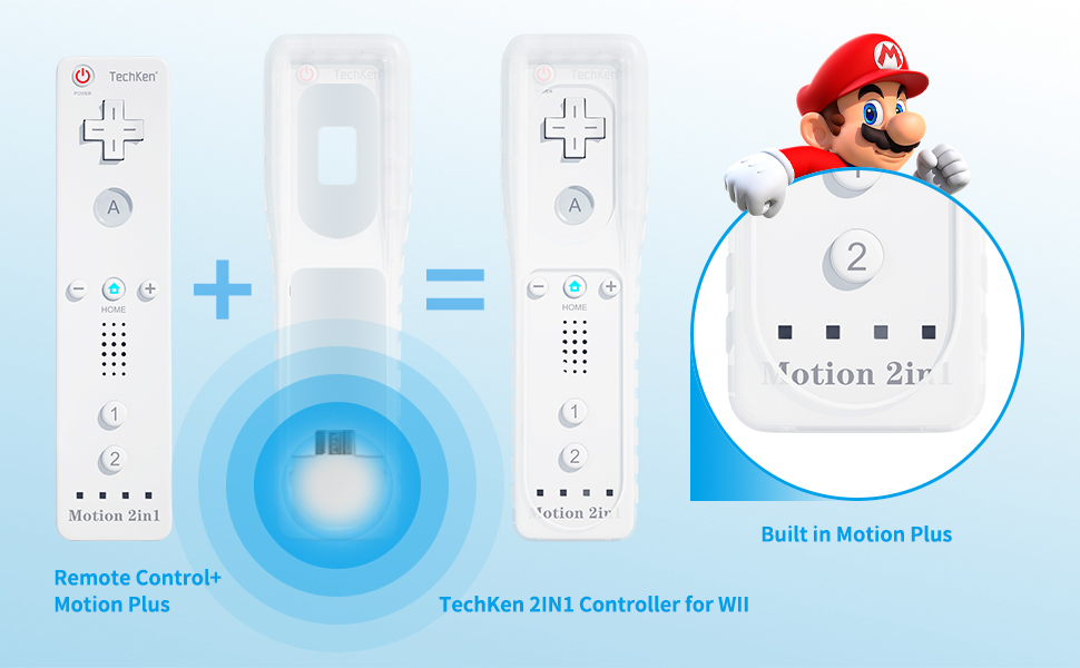 TechKen Controller für Wii mit Motion Plus und Wii Nunchuck Controller