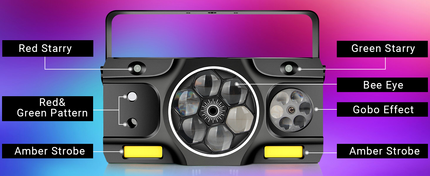 LaluceNatz DJ Stage Party Lights 40W 5IN1 DJ Lights Bee Eye Green&Red Multi