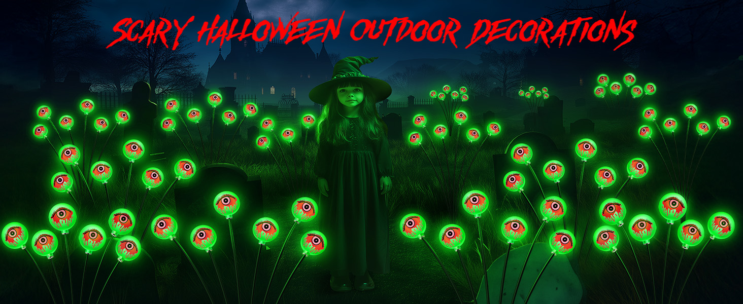 outdoor halloween decorations 6pack 36 leds solar eyeball lights firefly swaying outside lighting