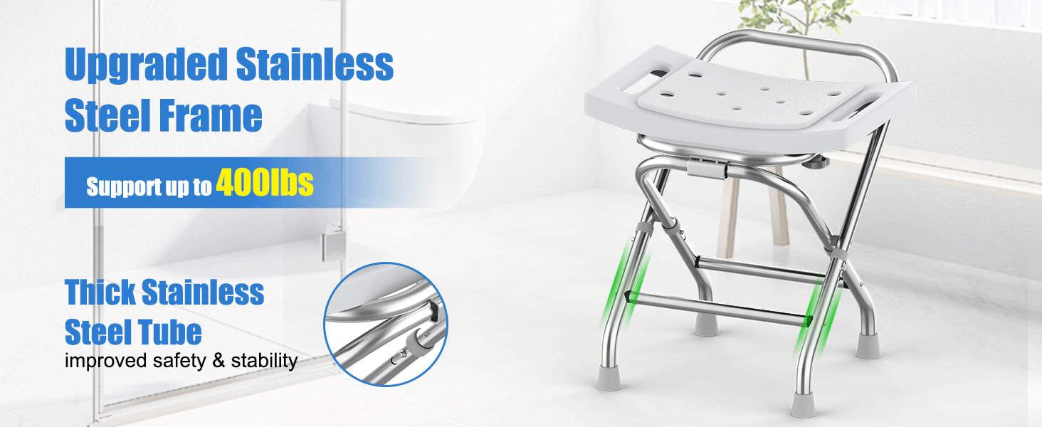 UGarden Height Adjustable Folding Shower Chair Seat