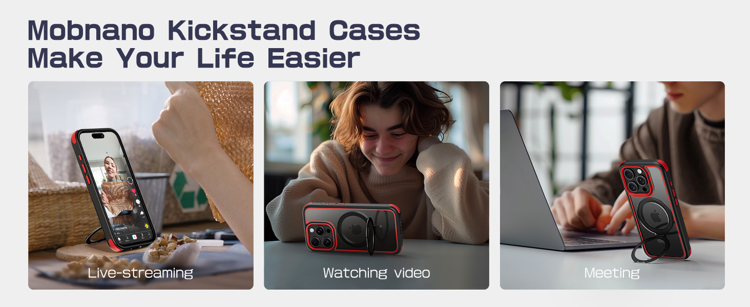 Mobnano for iPhone 15 Pro Max Case with Stand, Compatible