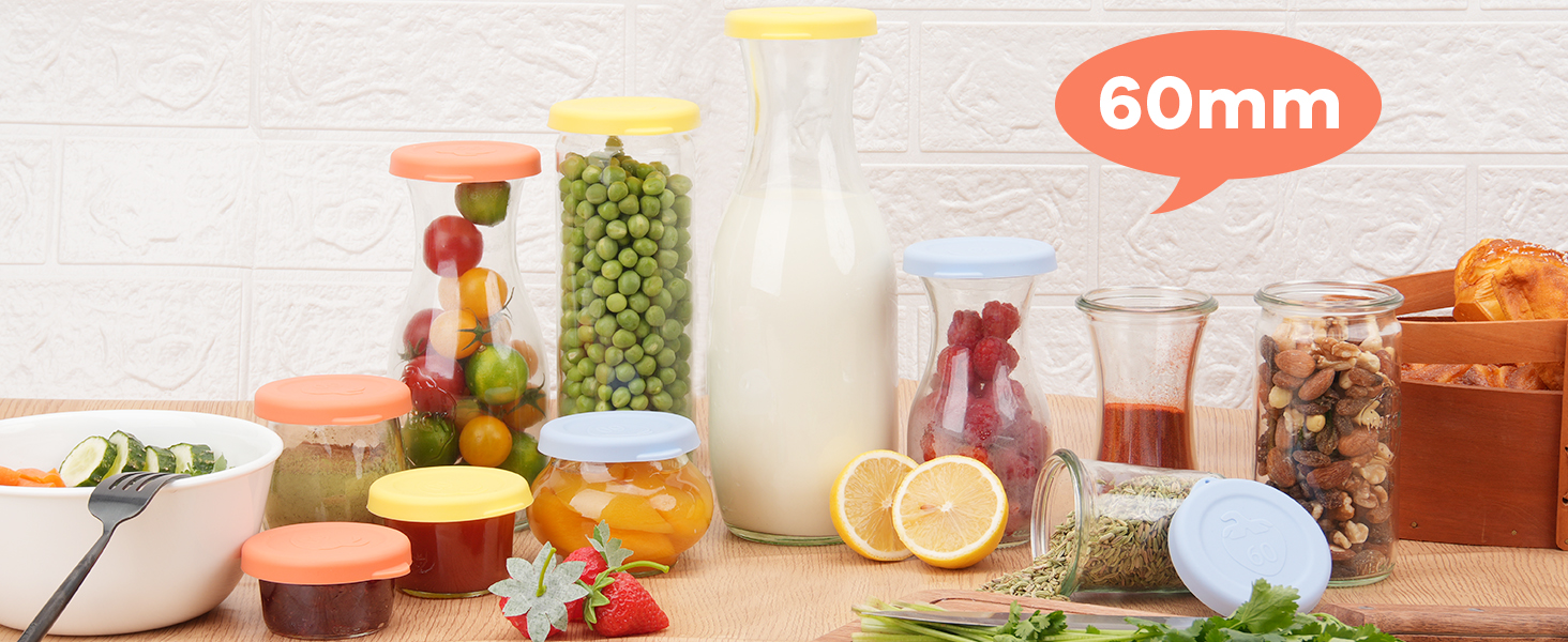 PUREKRA 100mm Silicone Lids for Weck Jars，6 Pack Reusable