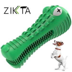 ZIKKTA Dog Toys, Squeaky Dog Chews. Natural Rubber Toothbrush. Pet Dental Care & Plaque Removal for Small to Large Dogs 15 Dog Toys, Football - Small Large puppy playing with Gift football grab tabs. Outdoor toy for boredom
