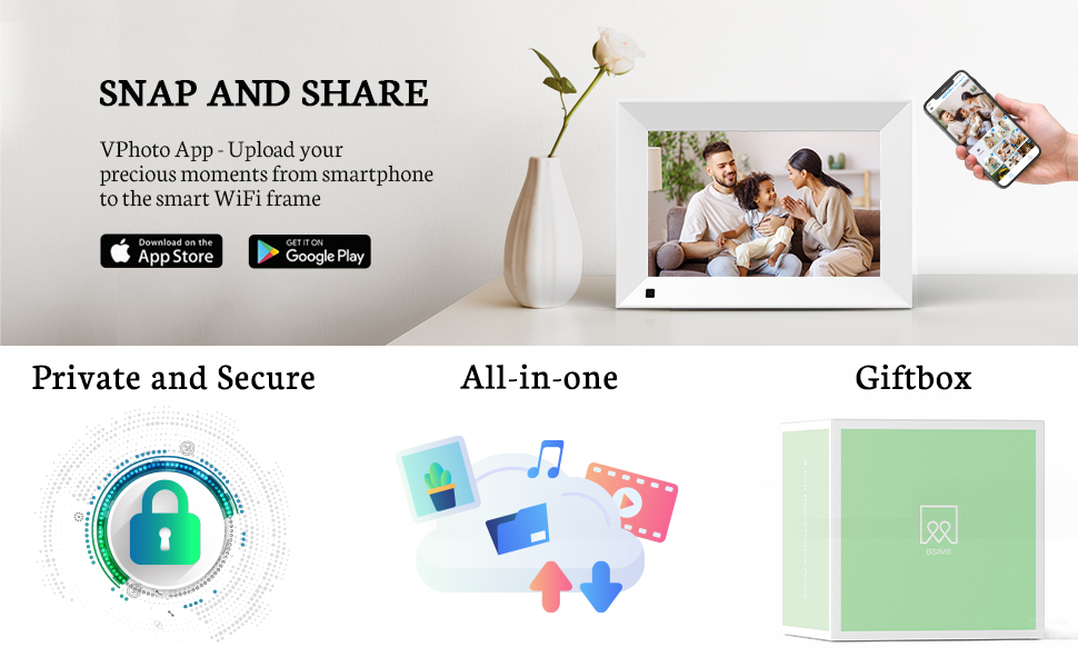 BSIMB 32GB WiFi Digital Picture Frame, Digital Photo Frame Smart Electronic Picture