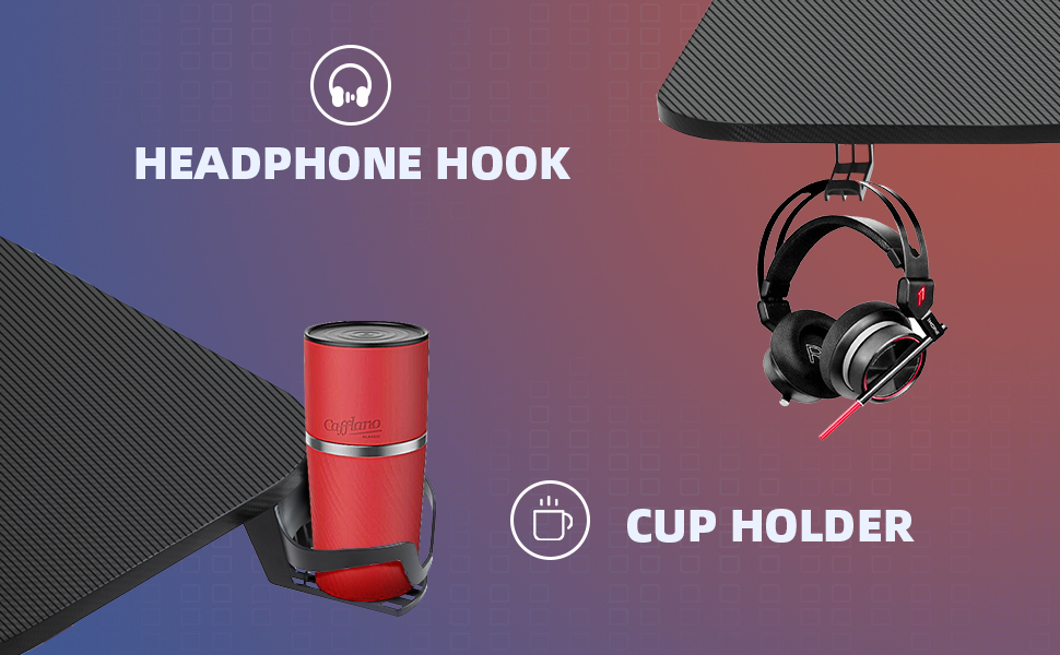 Convenient-design-of-headphone-hook-and-cup-holder.