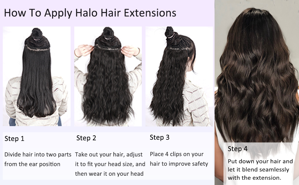Clip in Halo Hair Extensions Invisible Wire Hair