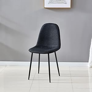 black dining chair set of 4 upholstered fabric seat curved back metal legs comfortable armless