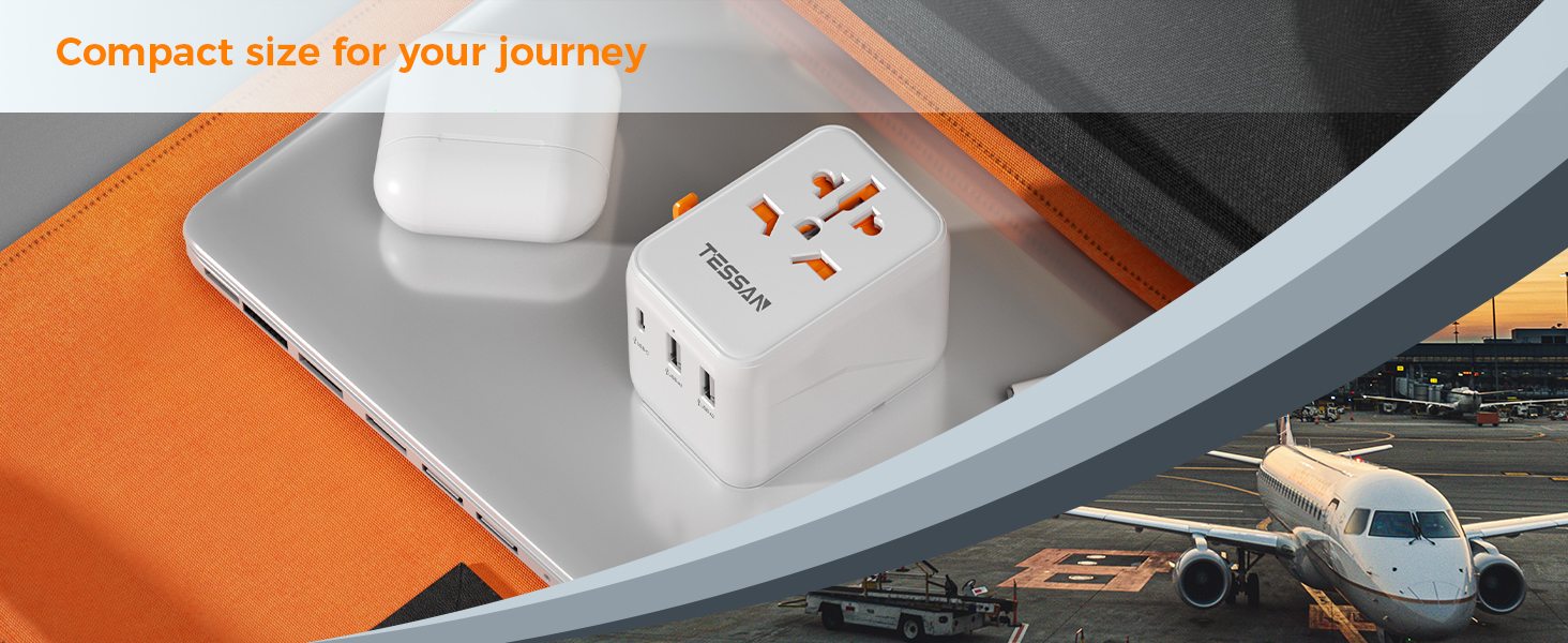 Universal Travel Adapter, TESSAN International Plug Adaptor with 1 USB C Wall Ch... 9 Universal Travel Adapter