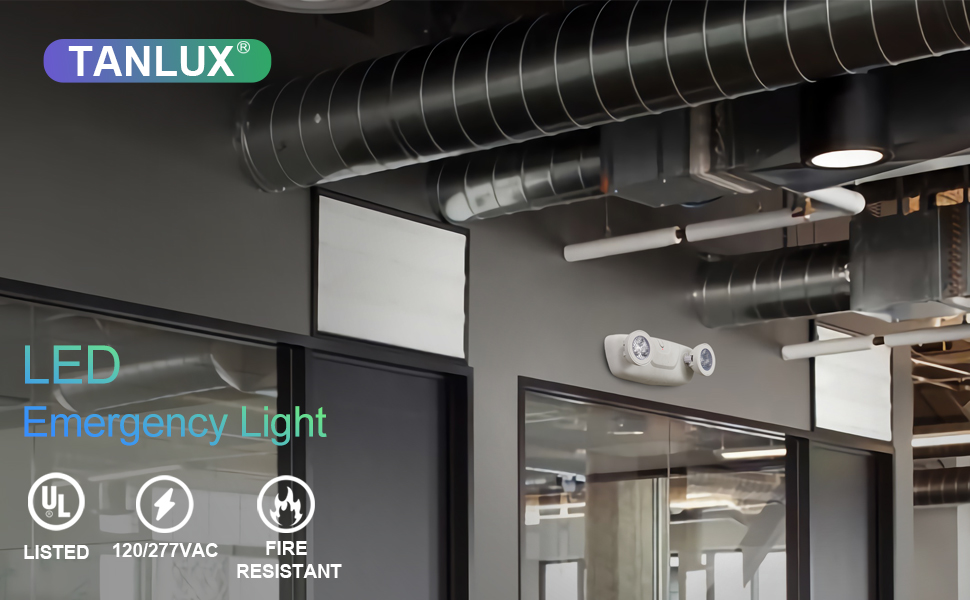 TANLUX LED Emergency Lights with Battery Backup, Two Head