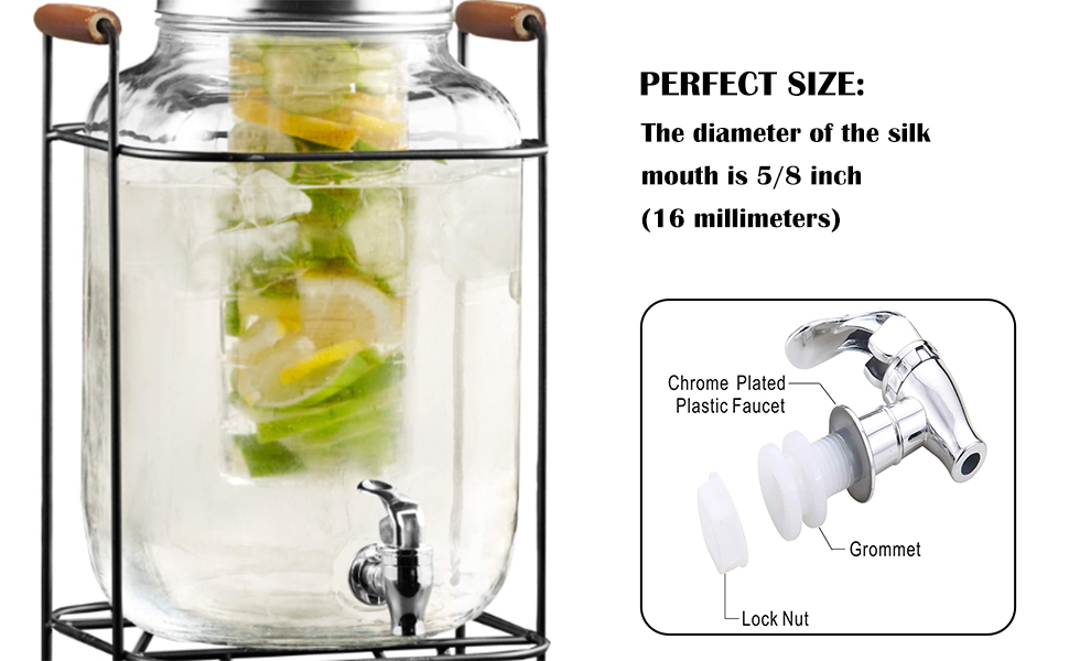 16mm Beverage Dispenser Replacement Spigot Silver Push