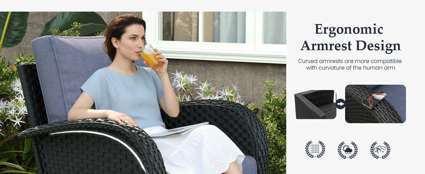 Outdoor Swivel Rocking Chairs Set