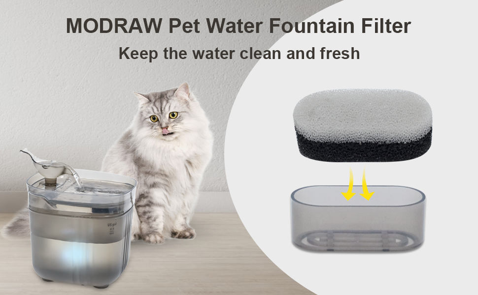 4 Packs Replacement Cat Water Fountain Filter, 60oz/1.8L