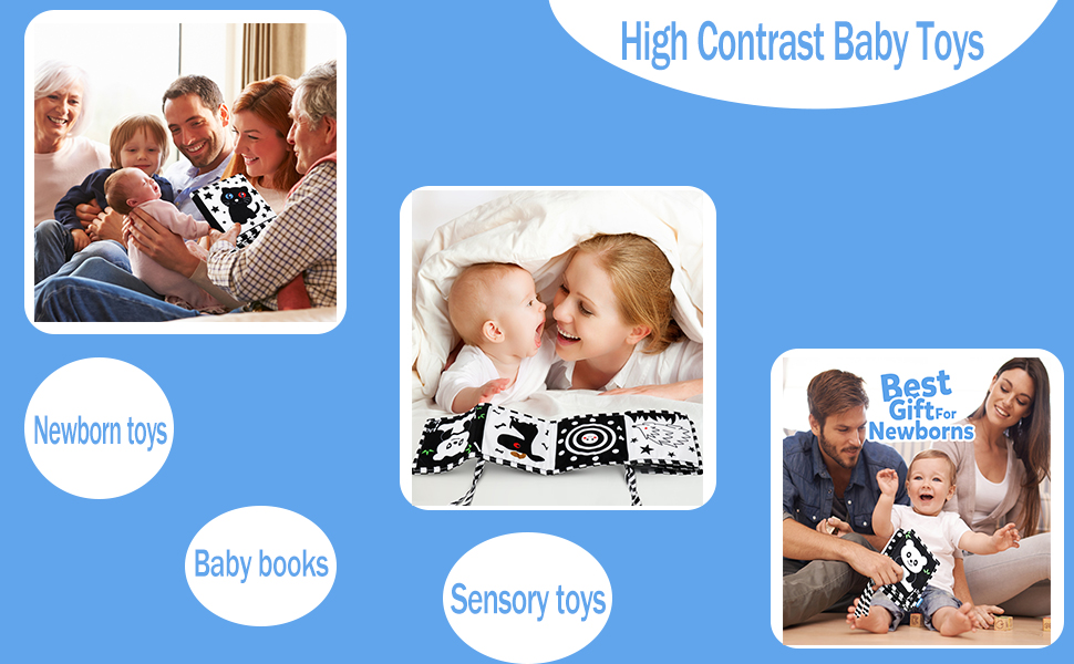 Baby Toys 06 Months,My First Black and White High Contrast Soft Cloth Book for