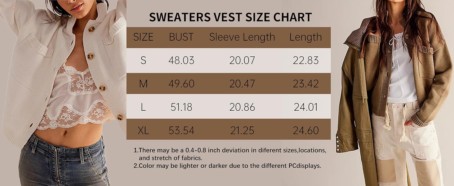 Sweater Coat Size Chart
