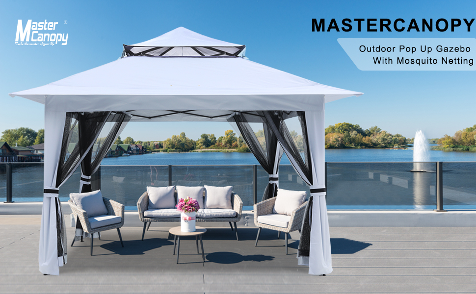 MASTERCANOPY Pop Up Gazebo Outdoor Patio Gazebo Canopy with Mesh Walls