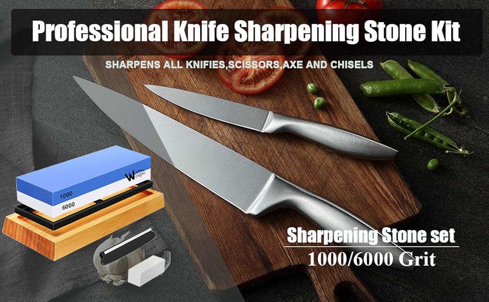 Knife Sharpening Stone Kit 1000/6000 Grit Japanese Whetstone