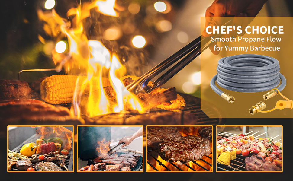 Onlyflame 24FT 3/8 inch ID Natural Gas Grill Hose with Quick Connect