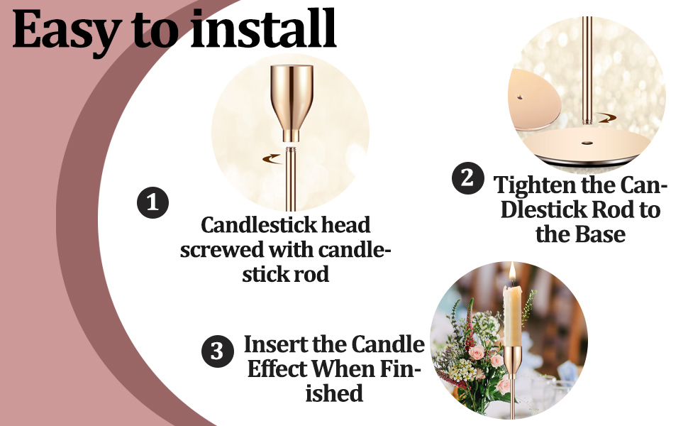 Set of 18 Gold Candlestick Elegant Taper Gold Candlestick