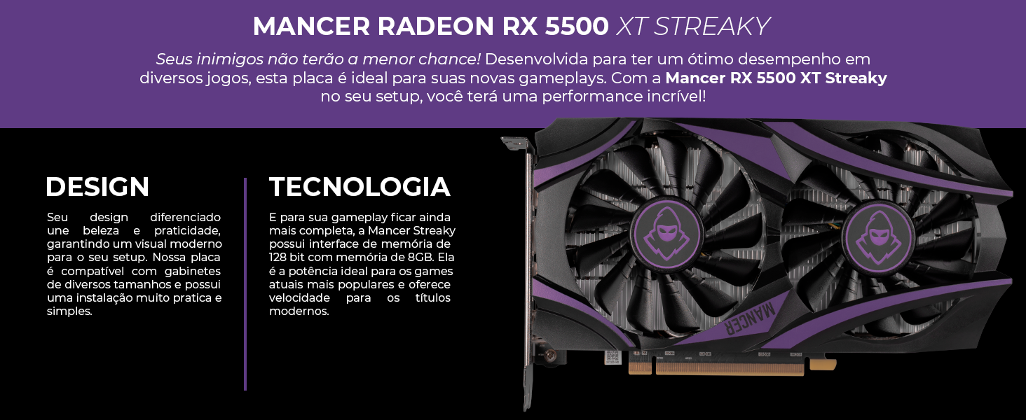 Placa de Video Mancer RX 5500 XT Streaky
