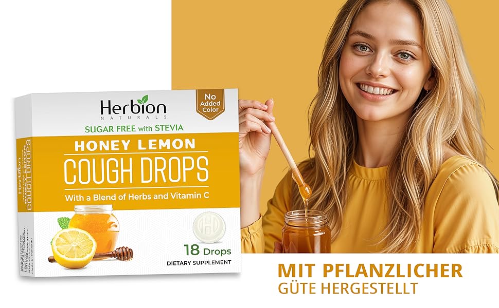 Herbion Naturals cough lozenges honey lemon cough drops honey lemon sore throat vitamin c