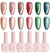 MelodySusie Velvet Gem Shine Cat Eye Set Cat Eye Gel Nail Polish Set 6 Pcs, 0.26 Fl Oz Glitter Ho...