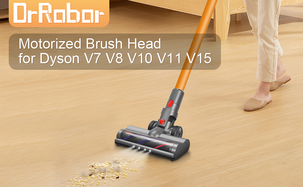DrRobor Motorized Brush Head for Dyson V7 V8 V10 V11 V15, Carbon Fiber