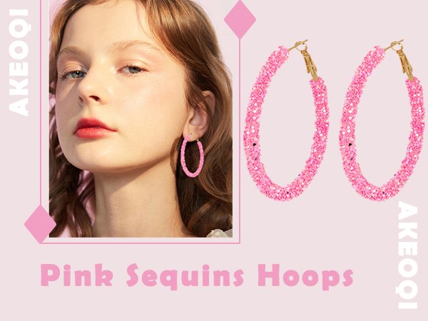 Amazon.com: Akeoqi 8 Pairs Shiny Glitter Sequins Hoops