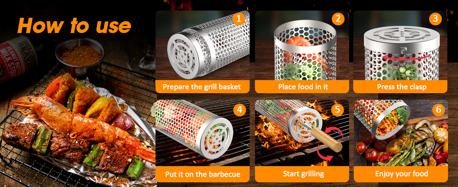 rolling bbq basket,Rolling BBQ Basket,Grill Baskets for Outdoor Grill,Outdoor BBQ Camping Picnic
