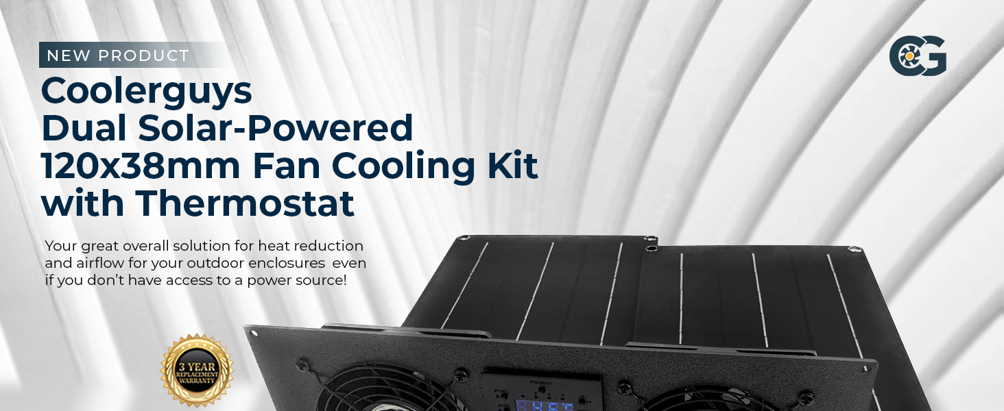 Coolerguys Dual Solar Powered 120x38mm Fan Cooling Kit with