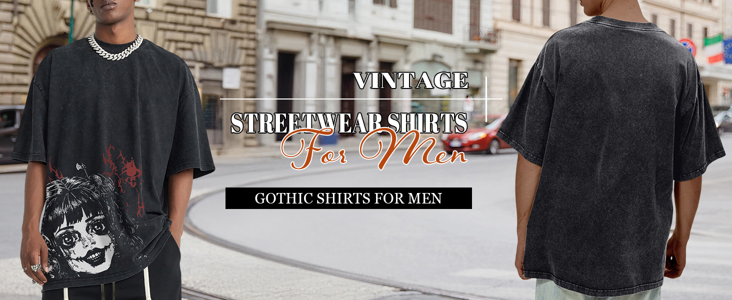 Gothic Graphic Tees Washed Grunge T Shirts