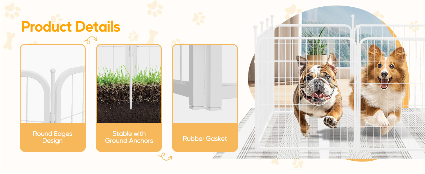 Dog Playpen 32 Inch 8 Panels, Heavy Duty Metal Pet Playpen